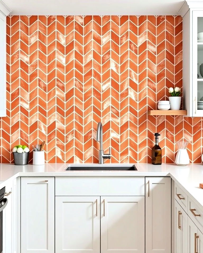 chevron brick kitchen backsplash - 25 Kitchen With Brick Backsplash Ideas