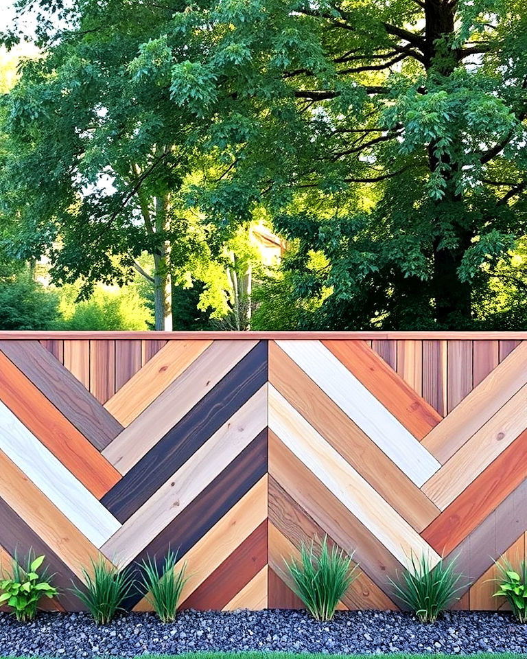 chevron pattern for a bold statement - 20 Board on Board Fence Ideas