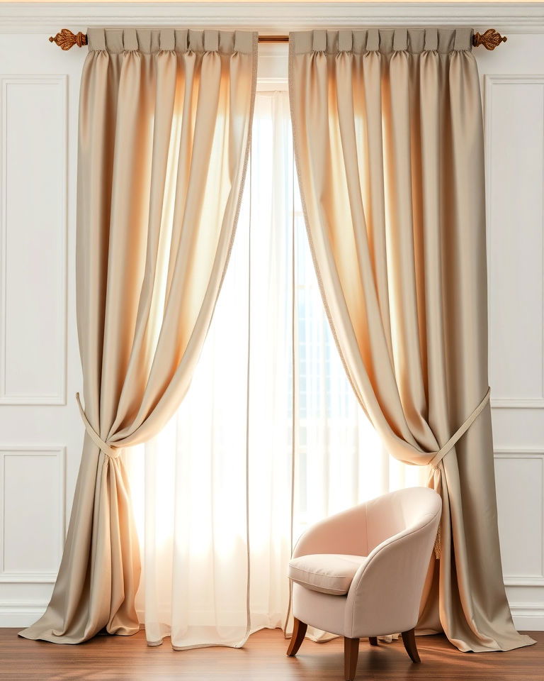 chiffon and silk blend double curtains - 20 Double Curtain Ideas