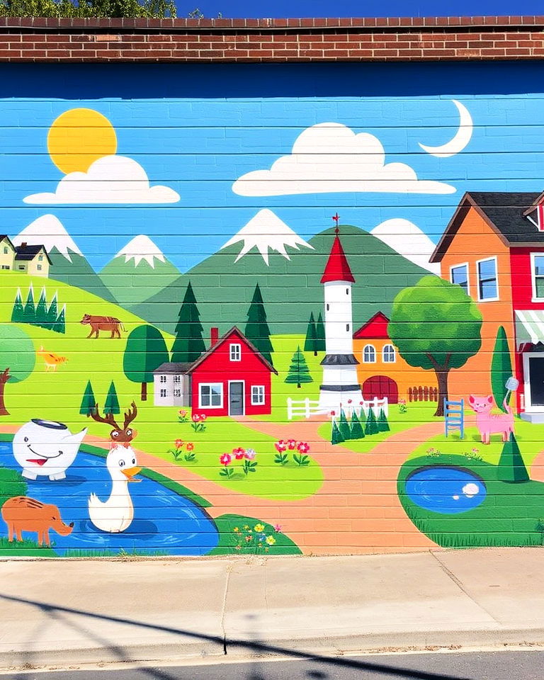 childrens imagination wall small town mural - 15 Small Town Murals