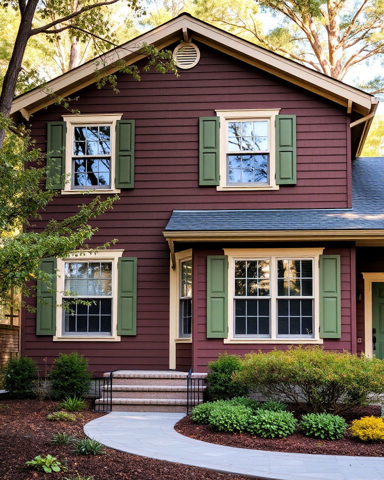 chocolate brown exterior with olive green details - 15 Chocolate Brown House Exterior Design Ideas