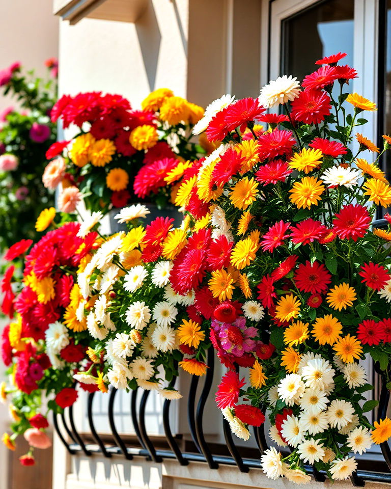 chrysanthemums burst into clusters of colorful blooms - 20 Best Balcony Plants