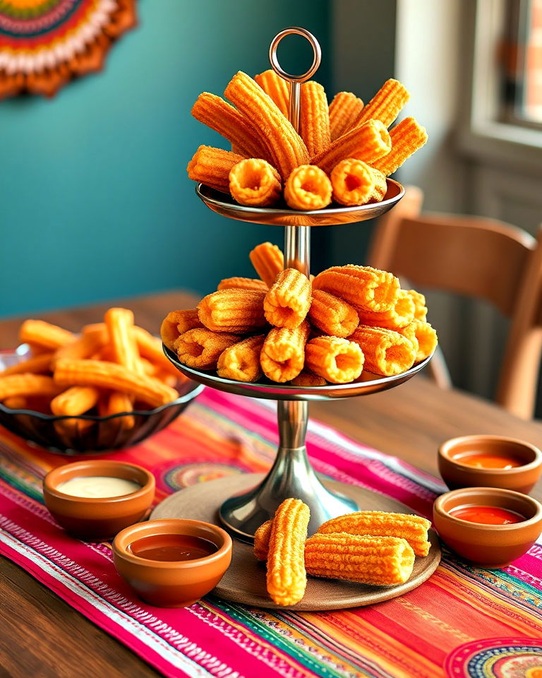 churro inspired dessert displays - 15 Mexican Table Decor Ideas