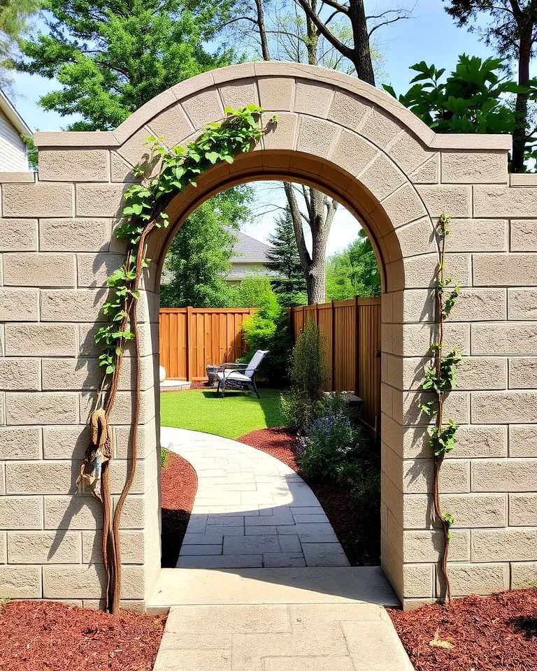 cinder block fence with archway - 25 Cinder Block Fence Ideas