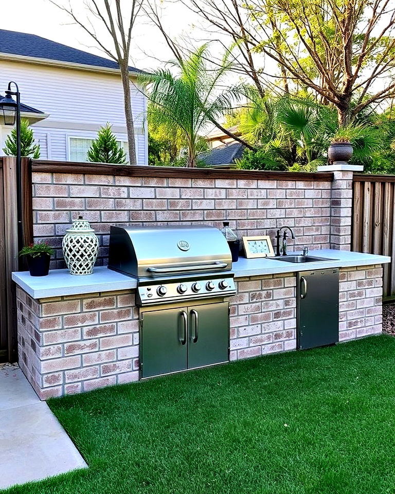 cinder block fence with built in bbq or kitchen - 25 Cinder Block Fence Ideas