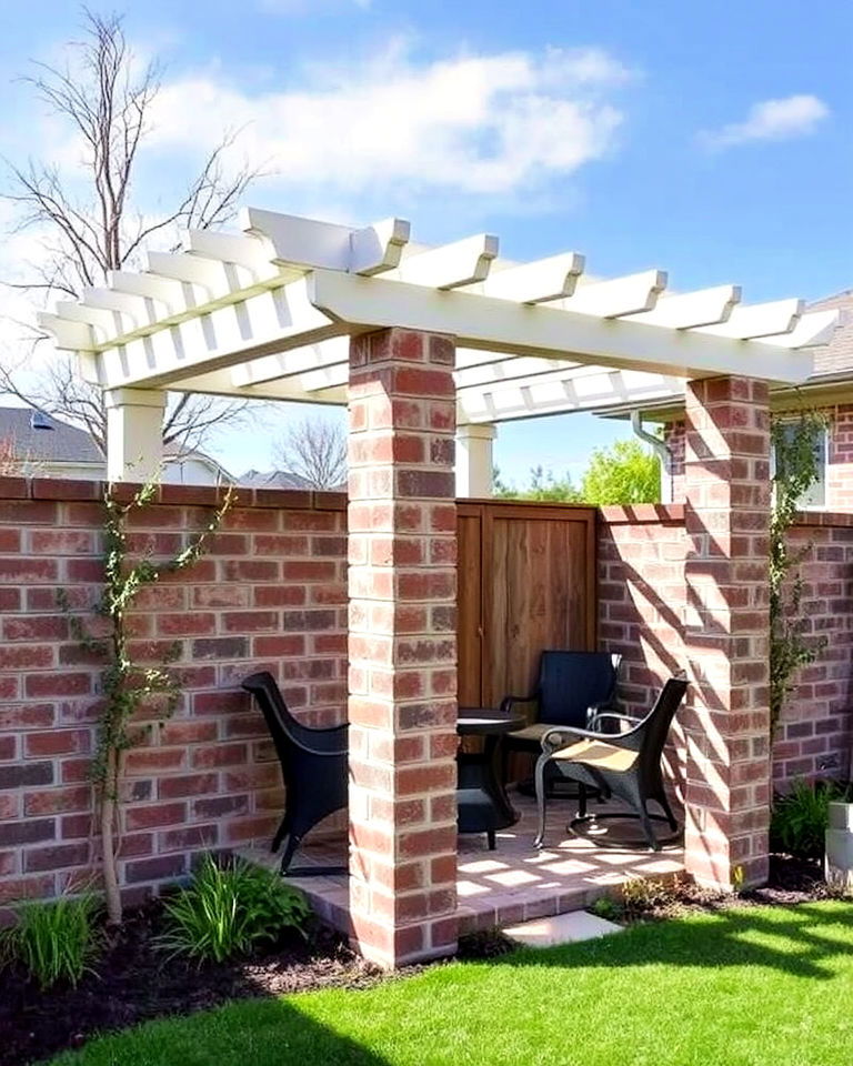 cinder block fence with pergola extension - 25 Cinder Block Fence Ideas