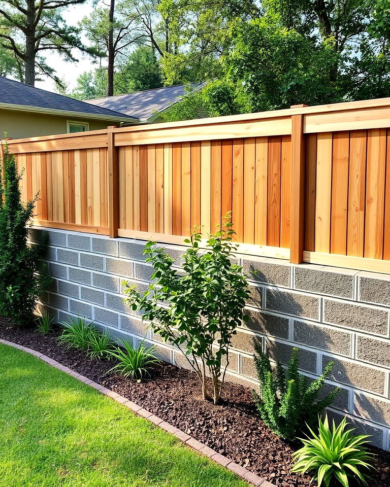 cinder block fence with privacy screens - 25 Cinder Block Fence Ideas