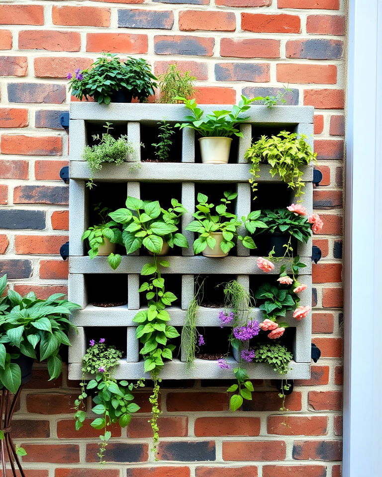 cinder blocks to sturdy wall mounted planter - 15 Cinder Block Planter Ideas