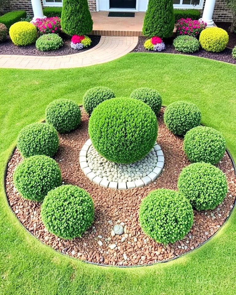 circular boxwood island - 15 Front Yard Boxwood Shrubs