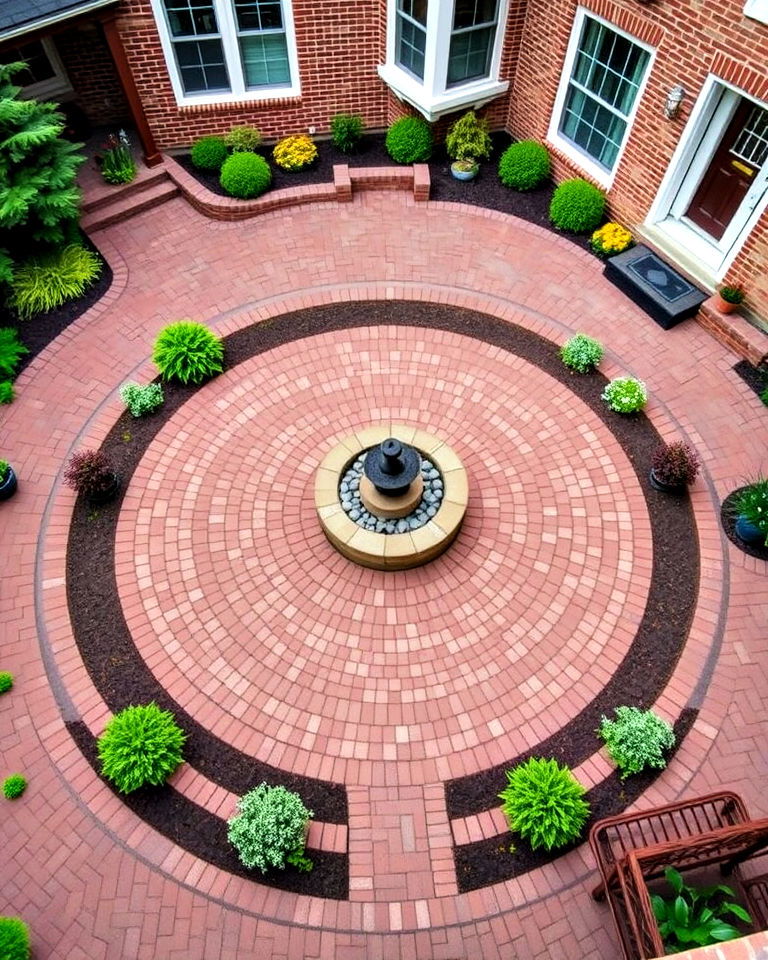 circular brick courtyard layout - 15 Brick Courtyard Ideas