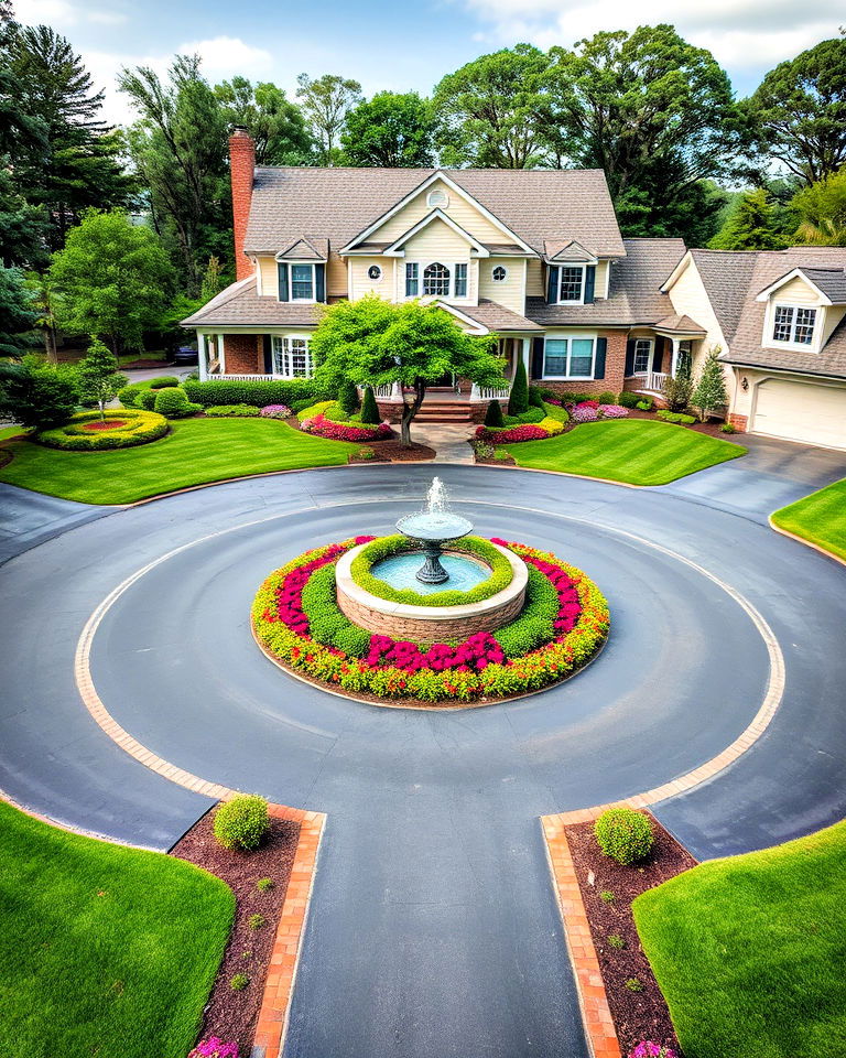 circular driveway in a large front yard - 15 Large Front Yard Landscaping Ideas