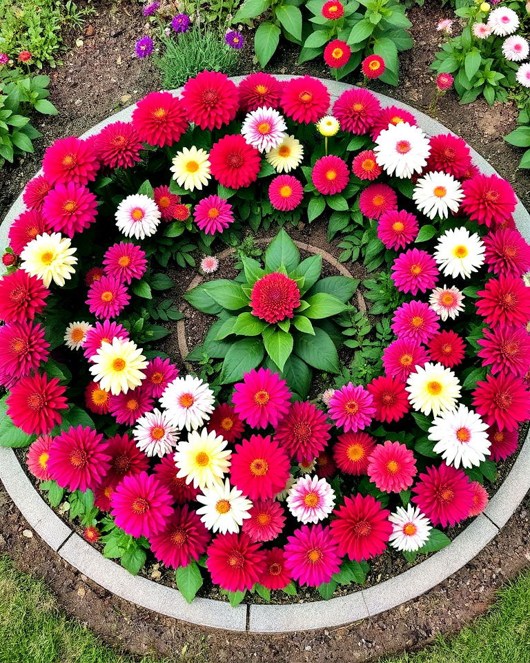 circular garden bed with dahlias - 15 Dahlia Garden Ideas