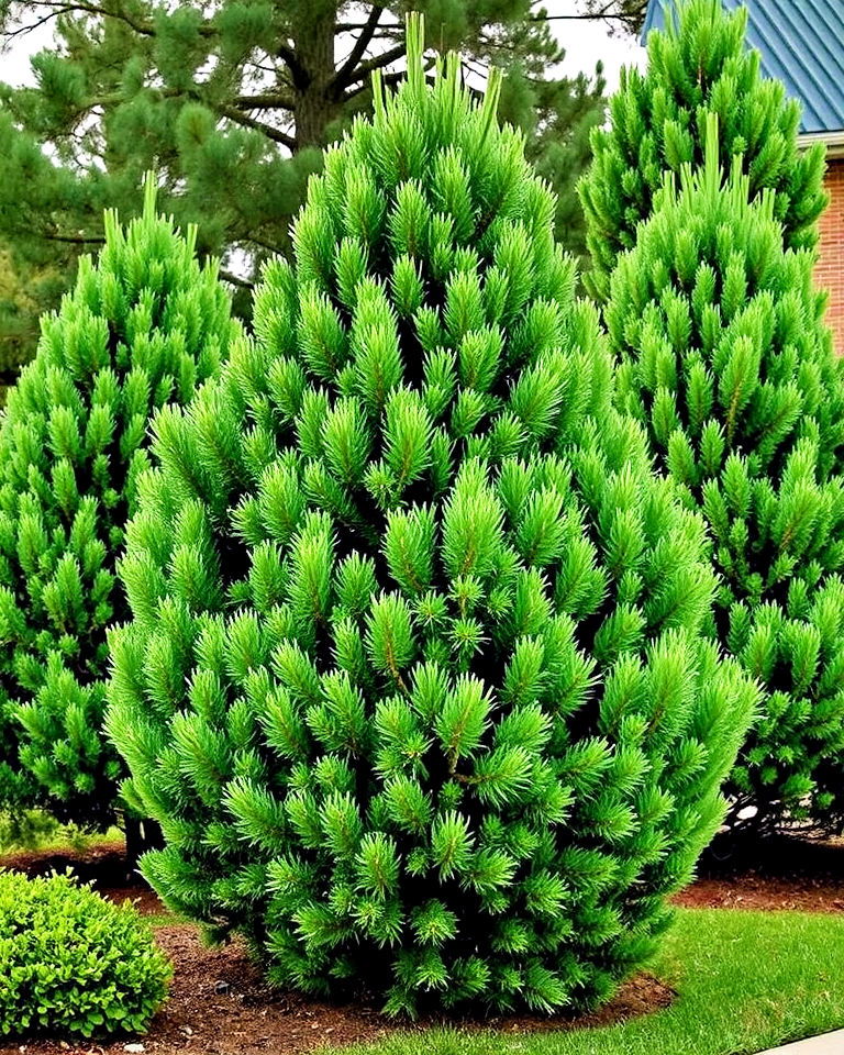 classic and timeless warmth with pine varieties - 25 Front Yard Evergreen Landscaping Ideas