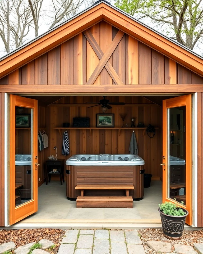 classic barn style hot tub shed - 15 Hot Tub Shed Ideas
