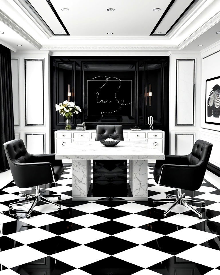 classic black and white color scheme for ceo office - 25 Ceo Office Design Ideas