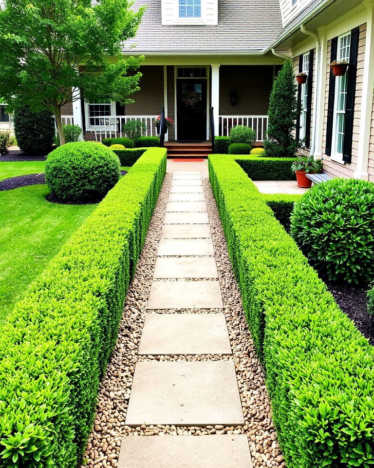 classic boxwood hedge border - 20 Front Yard Boxwood Designs