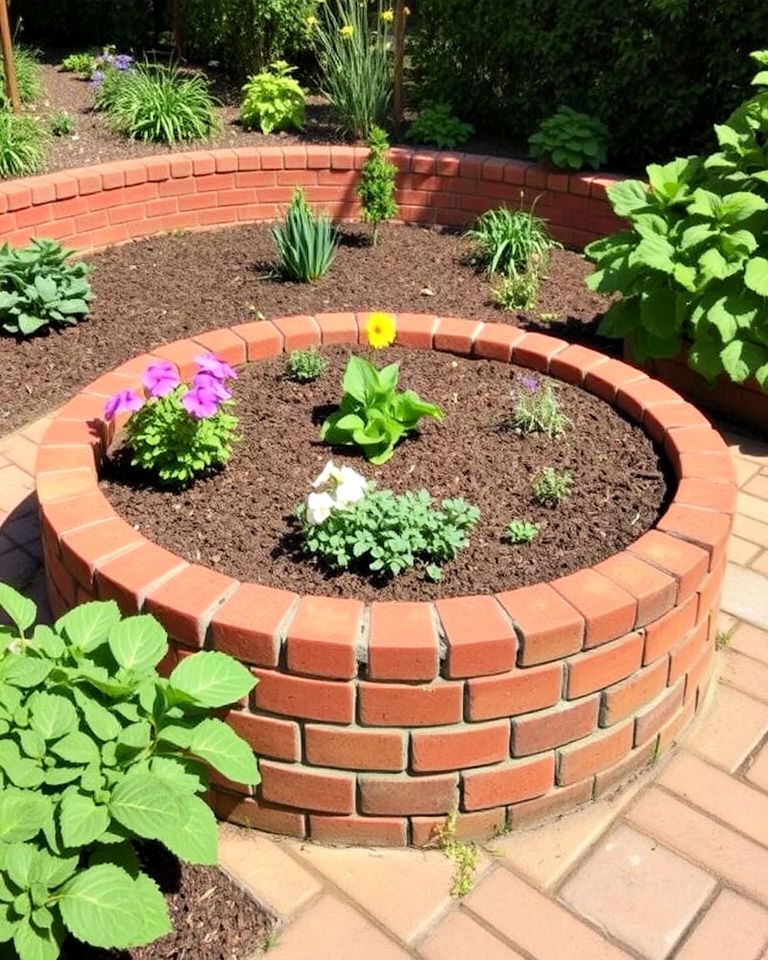 classic brick ring garden bed - 15 Round Garden Bed Ideas