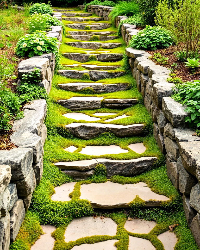classic charm flagstone pathways - 20 Garden Stairs Ideas