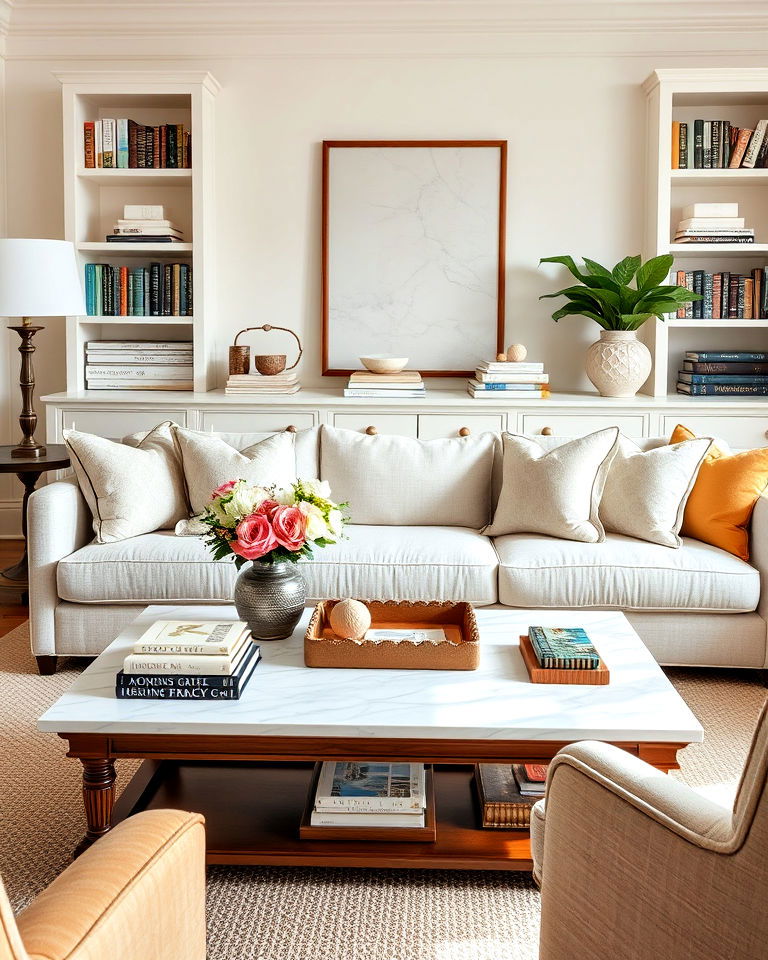 classic coffee table nancy meyers living room - 15 Nancy Meyers Living Room Ideas