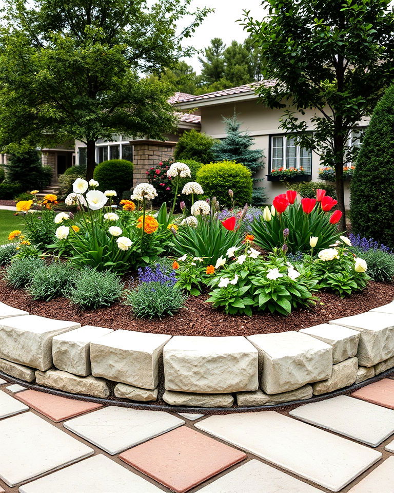 classic elegance limestone garden edging - 25 Stone Garden Edging Ideas