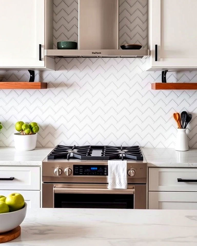 classic herringbone tile backsplash - 25 Kitchens With Herringbone Tile Backsplashes