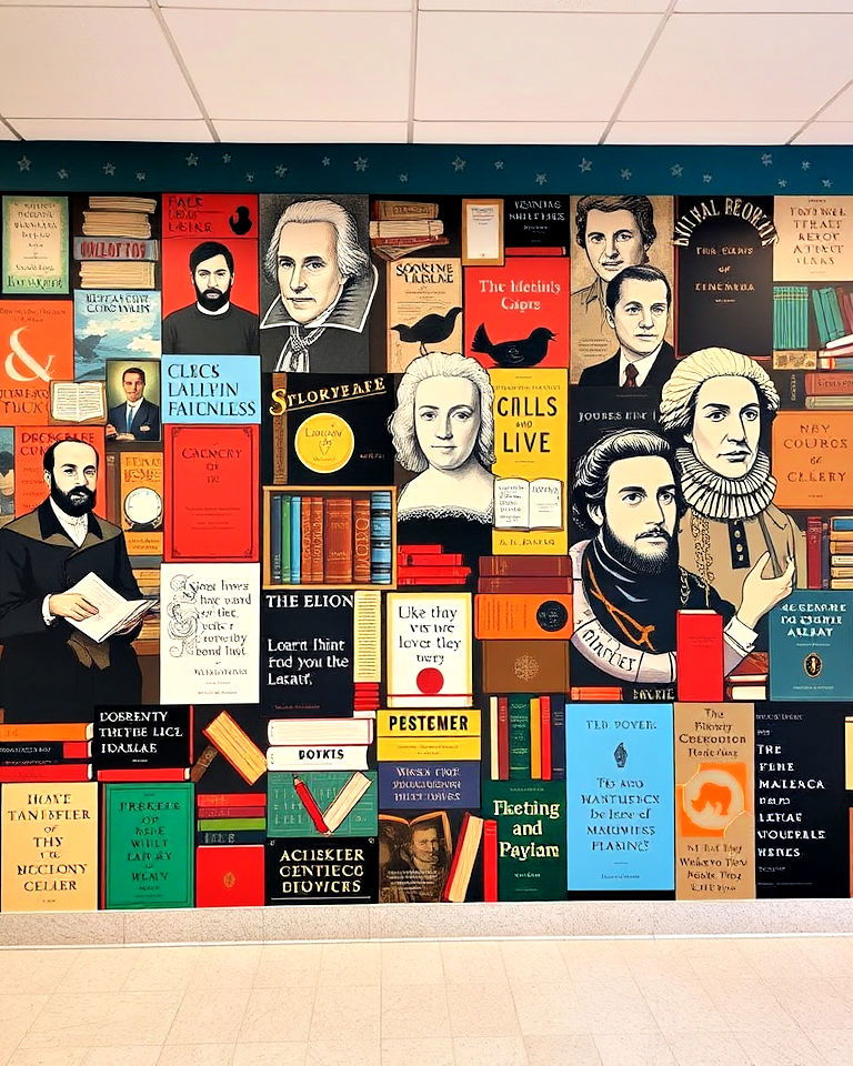 classic literary icons mural - 15 Library Murals