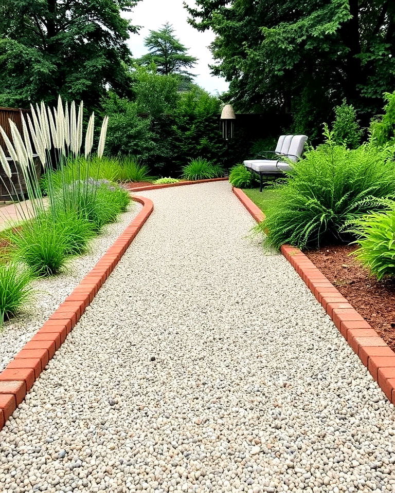 classic pea gravel straight path - 20 Pea Gravel Walkway Ideas