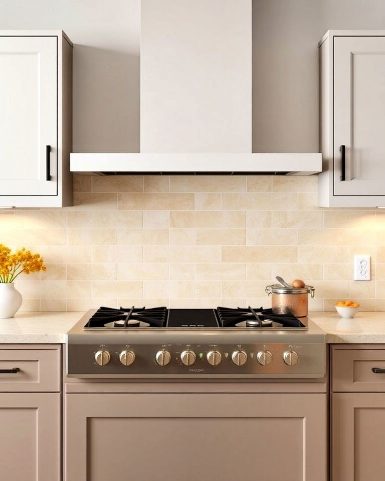 classic subway tile layout travertine kitchen backsplash - 15 Travertine Kitchen Backsplash Ideas