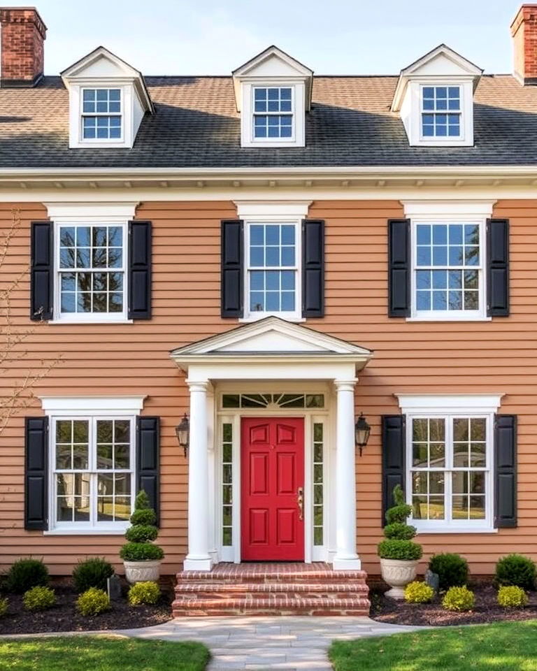 classic tan clay siding for colonial style homes - 15 Home Designs Using Natural Clay Siding Colors