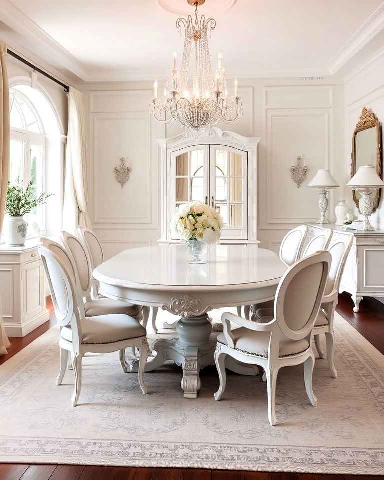 classic white dining room - 30 White Dining Room Ideas