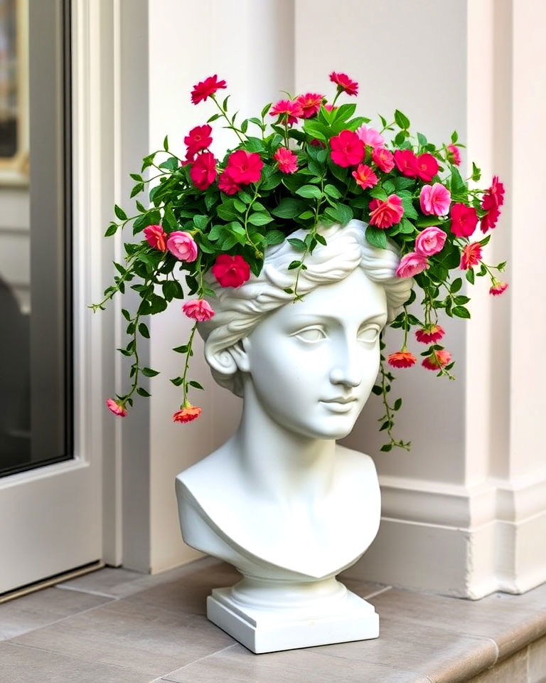 classical bust planters decor - 15 Head Planter Ideas