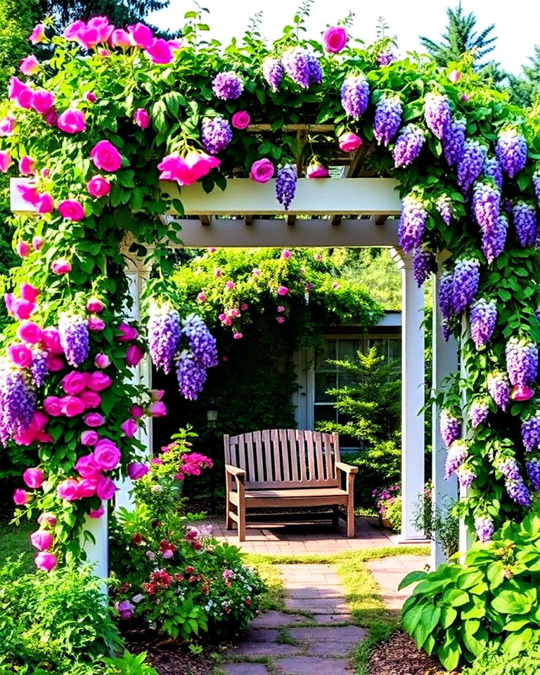 climbing plants on arbors - 15 Farmhouse Garden Ideas