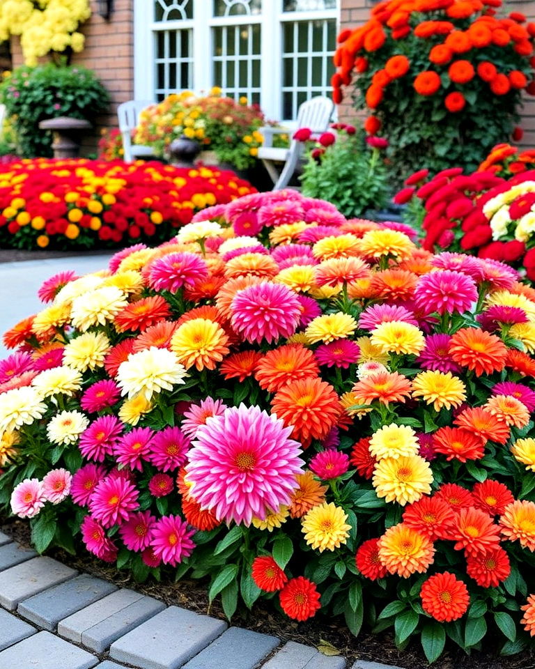 cluster mums in accent groupings for a bold statement cluster mums in accent groupings for a bold statement - 20 Mums Landscaping Ideas