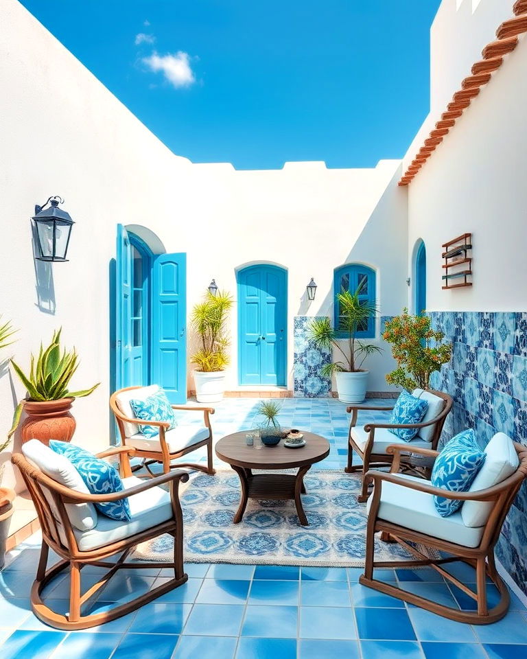coastal blue accents for mediterranean home - 25 Mediterranean House Exterior Ideas