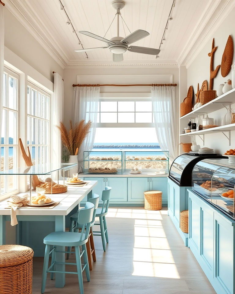 coastal breeze with beachy vibes bakery interior - 15 Bakery Interior Design Ideas
