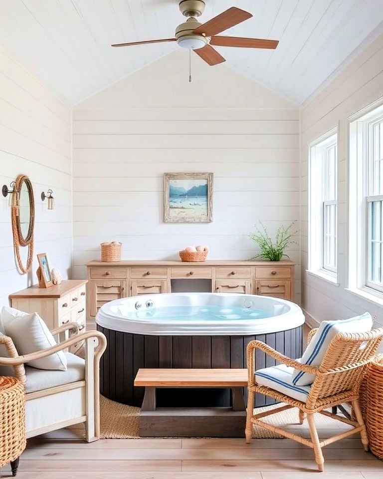 coastal chic hot tub room - 15 Hot Tub Room Ideas