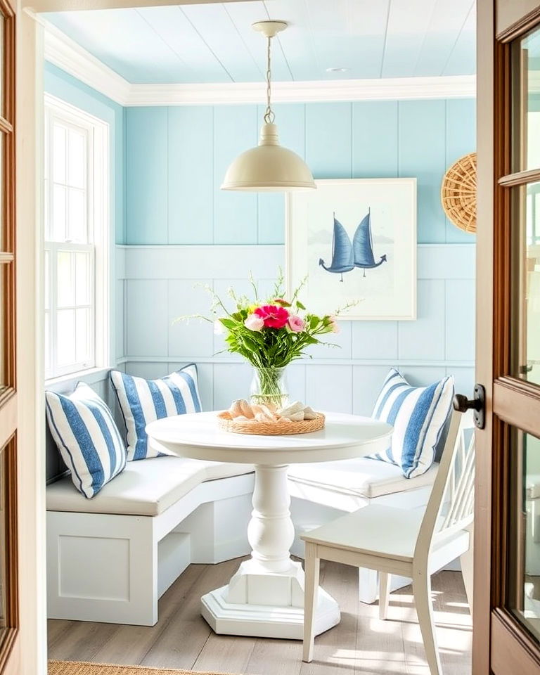 coastal inspired breakfast nook - 20 Corner Breakfast Nook Ideas