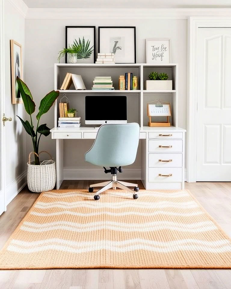 coastal inspired rug for office - 20 Coastal Home Office Ideas