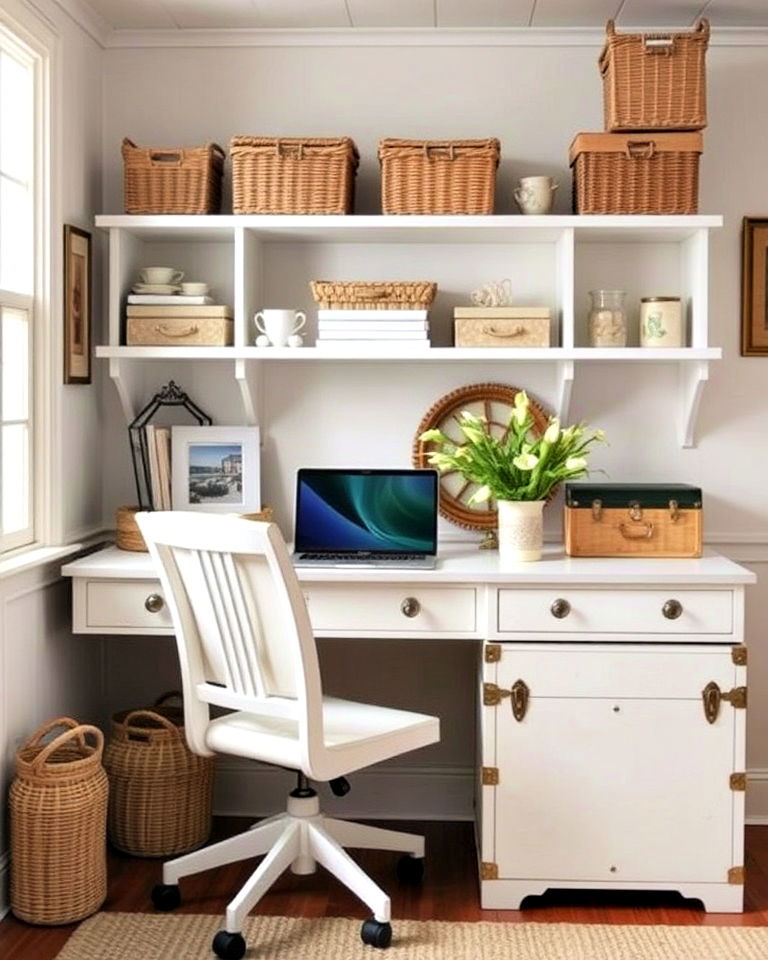coastal inspired storage solutions - 20 Coastal Home Office Ideas
