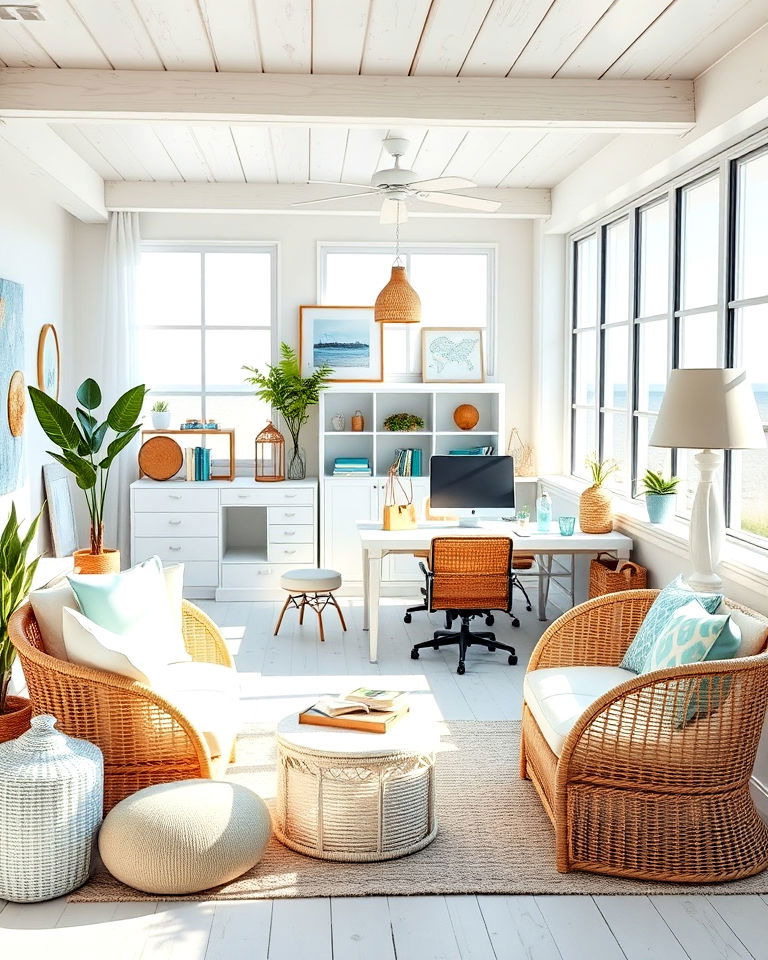 coastal inspired workspace - 25 Office Interior Design Ideas