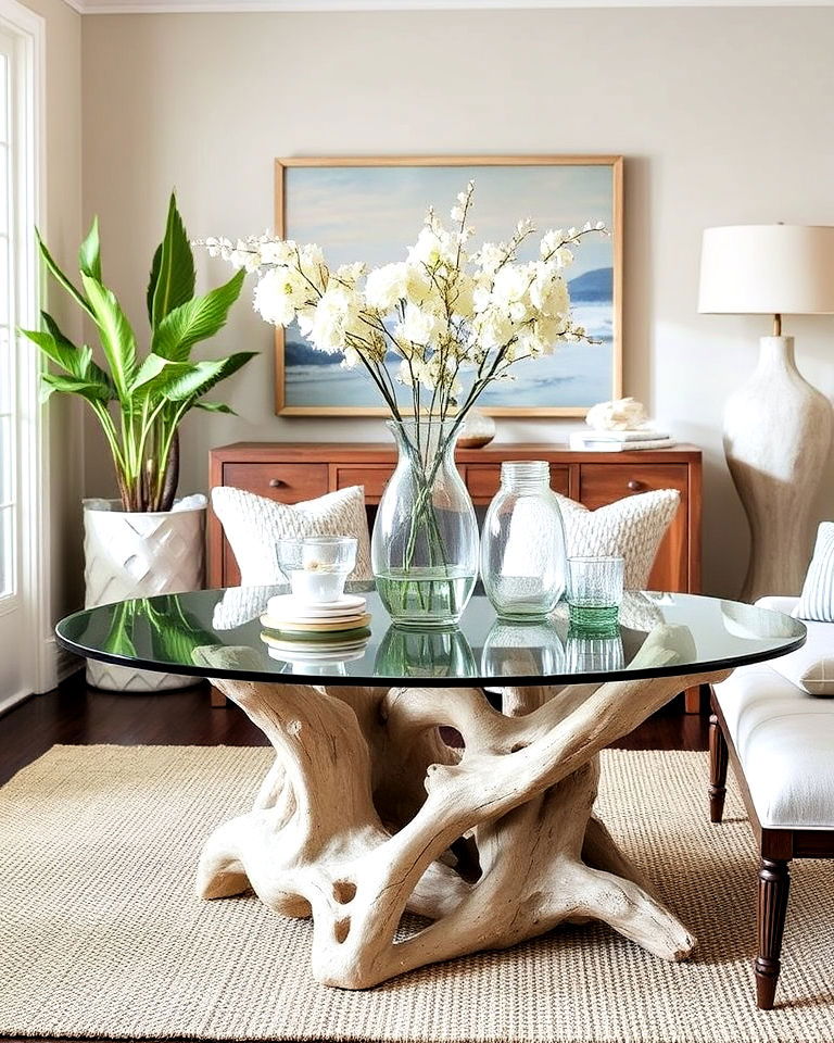 coastal interior driftwood accents - 30 Coastal Interior Design Ideas