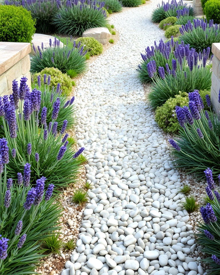 coastal pebble pathway garden - 20 Seaside Themed Garden Ideas
