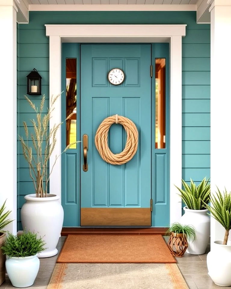 coastal teal serenity front door - 25 Teal Front Door Ideas