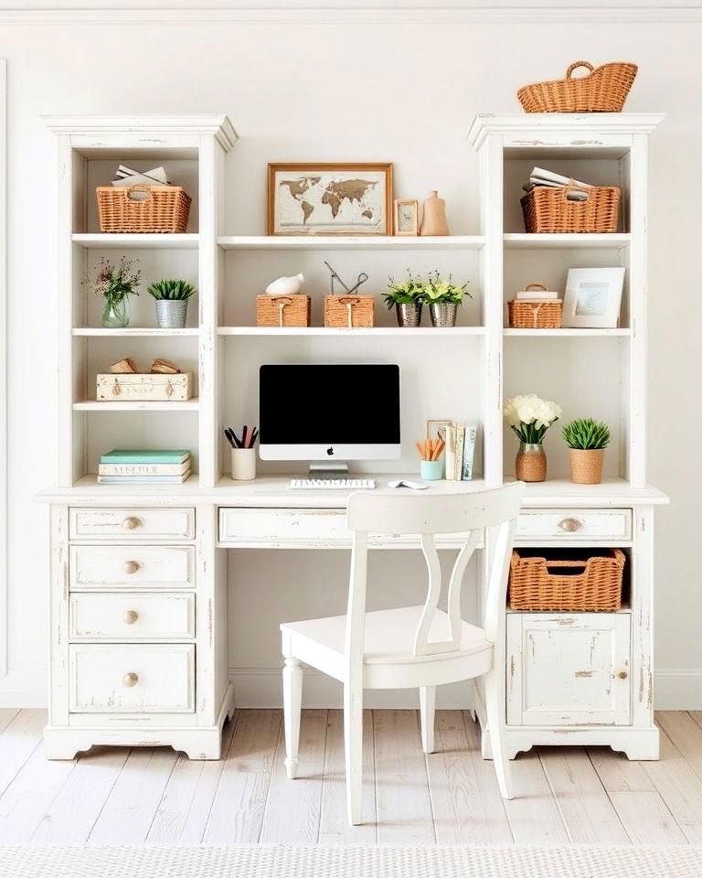 coastal vibe whitewashed furniture - 20 Coastal Home Office Ideas
