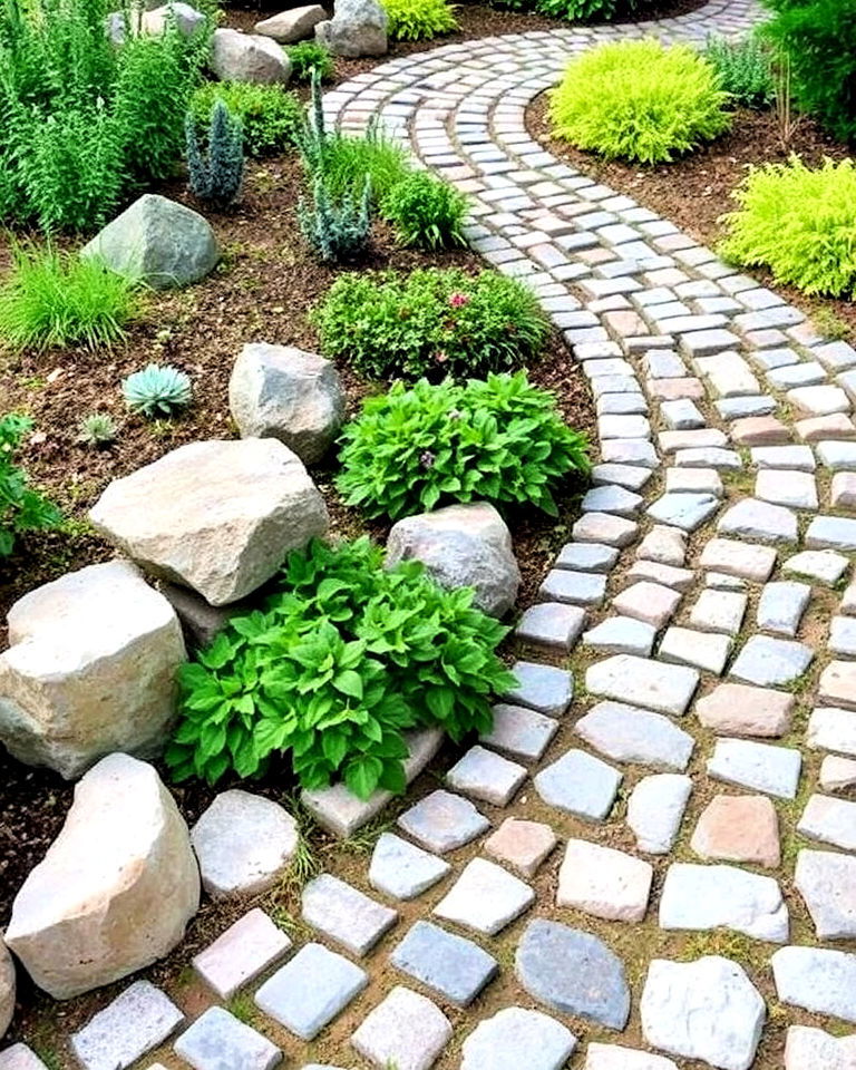 cobblestone farmhouse garden pathway - 15 Farmhouse Garden Ideas