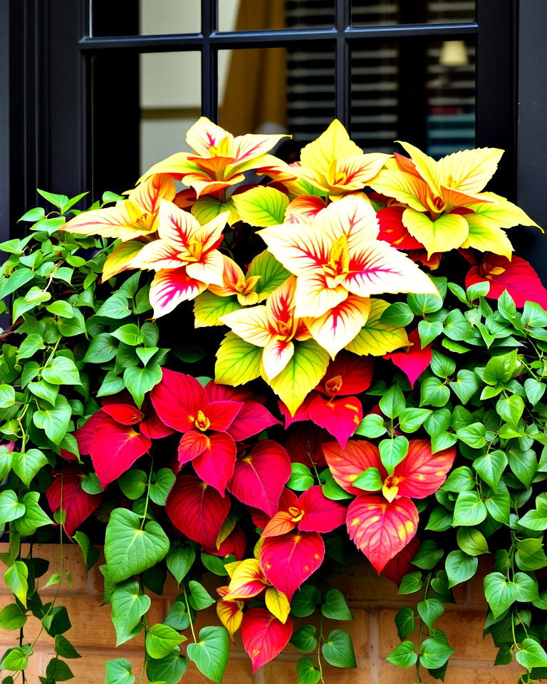 coleus and ivy create a lively mix of bold colors coleus and ivy create a lively mix of bold colors - 25 Combinations of Window Box Flowers for Shade