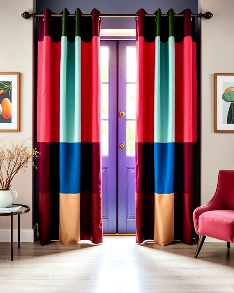 color block curtains for a contemporary look - 20 Doorway Curtain Ideas