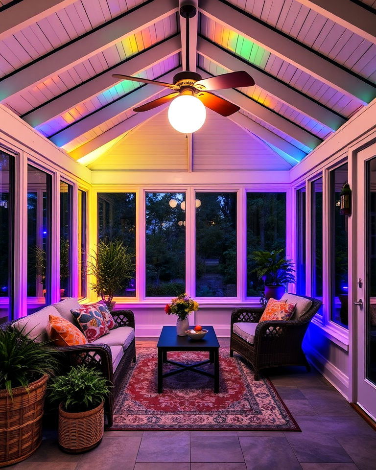 color changing led bulbs for versatile ambience - 15 Sunroom Lighting Ideas
