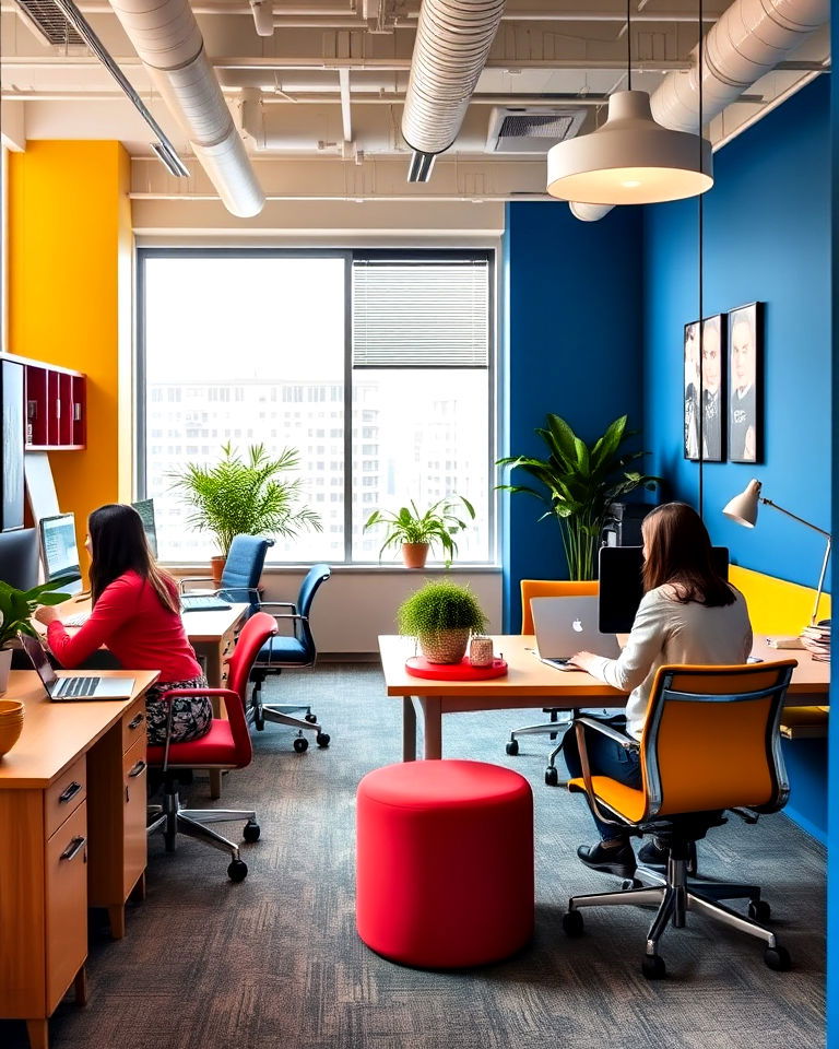 color pop workstations - 25 Office Interior Design Ideas