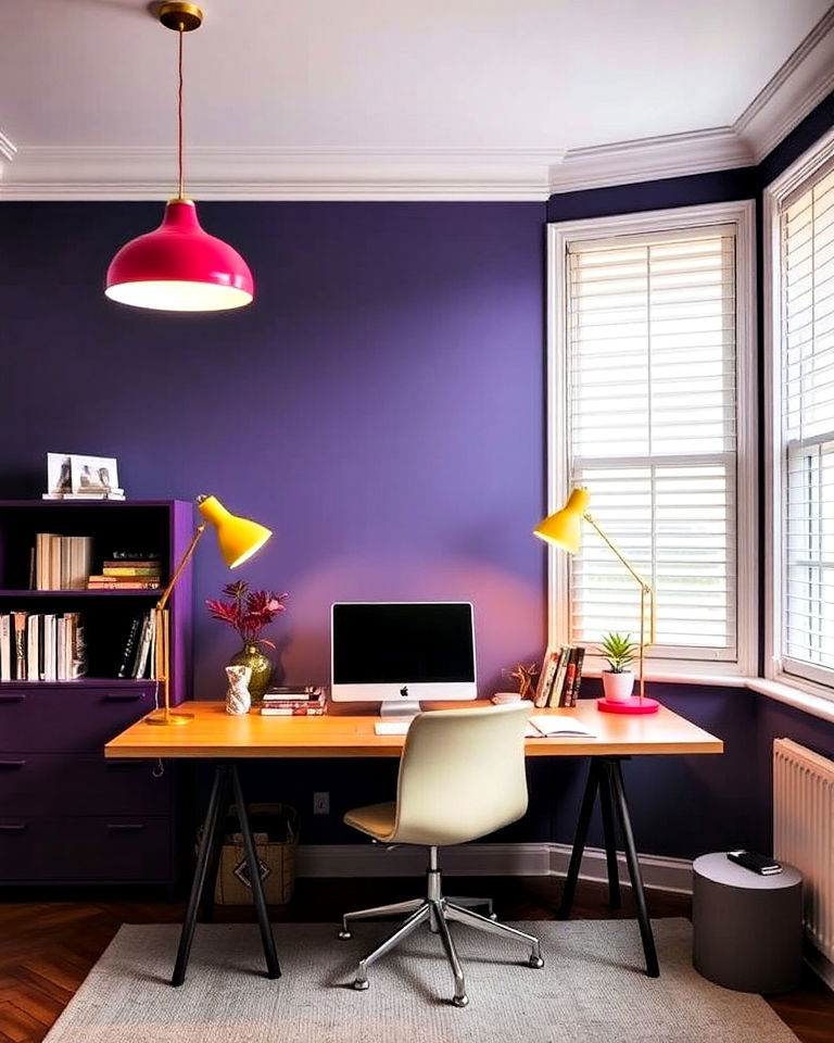 colorful area lighting home office - 30 Colorful Home Office Ideas